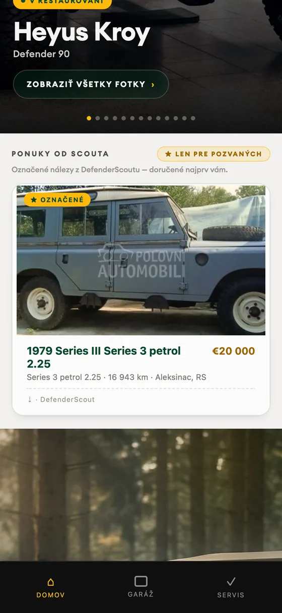 Obrazovka Garáže: auto skôr, než je v inzerátoch